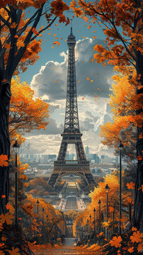 Contemporary artwork of the Tour Eiffel Paris