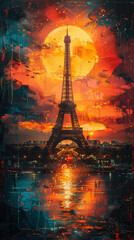Contemporary artwork of the Tour Eiffel Paris