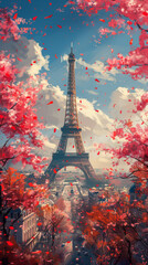 Contemporary artwork of the Tour Eiffel Paris