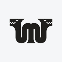 Letter M Twin Head Dragon