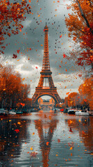 Obraz premium Contemporary artwork of the Tour Eiffel Paris