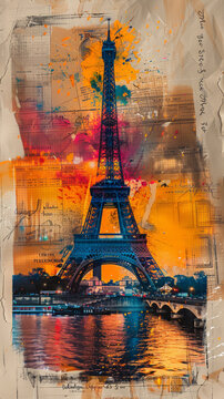 Contemporary artwork of the Tour Eiffel Paris