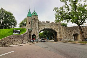 Naklejka premium One of the Four Rampart gates of Old Quebec city near the Citadel of Quebec in Quebec city, the capital of Quebec province,Canada