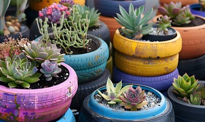 Colorful Tire Planting Succulent Edition.
Upcycled Tire Gardens Succulent Delights.
succulents Thrive in Repurposed Tires