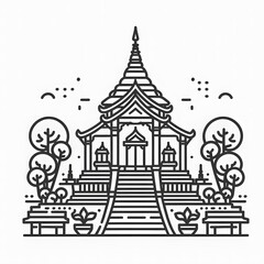 Obraz premium AI Generate of Line Icon of Buddhist Temple, Buddha's Temple, Buddha, Temple, with White Background