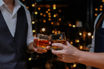 whiskey, for a friendly party in a bar or a restaurant.