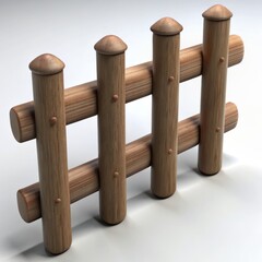 Obraz premium 3D Render of a Stick Fence, on isolated white background, Generative AI