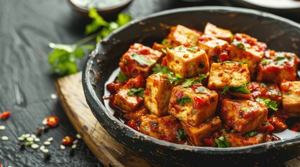 Fototapeta premium Tofu cooked in Tomato Based Sauce