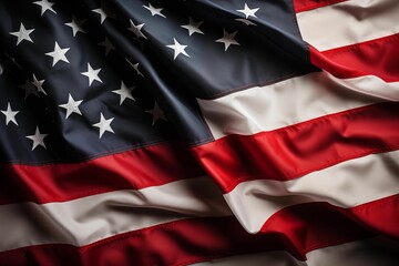 Top view of wavy American flag background. Generative AI