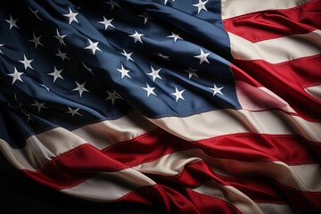 Top view of American flag on black background for memorial day. Generative AI