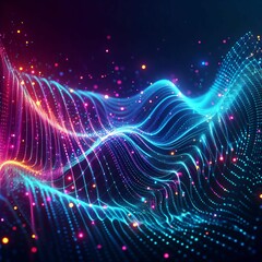 Obraz premium Abstract digital wave of particles. Futuristic point wave. Technology background illustration 