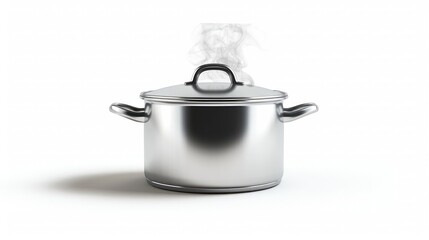 Boiling Pot in PNG Style on White Background Basking in Natural Light