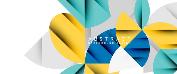 Minimal geometric elements on white. Petals, round triangles, star