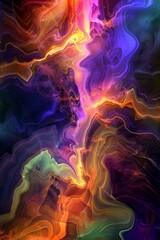 Abstract painting - colorful fractal wallpaper design on the dark background.