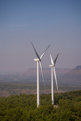 Wind turbines windmills used in tropical climates for clean power production and environmental concerns