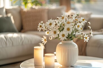 Minimalist Living Room Ambiance with Elegant Coffee Table Decor