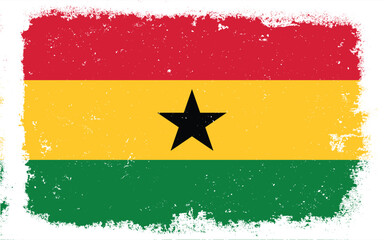 Vintage flat design grunge Ghana flag background