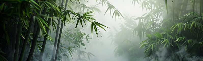Naklejka premium Green bamboo stems on blurred background