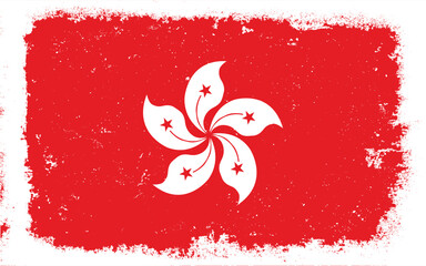 Vintage flat design grunge Hongkong flag background