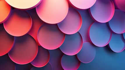 Geometry of Gradient circles with shadow reflections, neon color background. Generative AI.