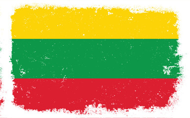 Vintage flat design grunge Lithuania flag background