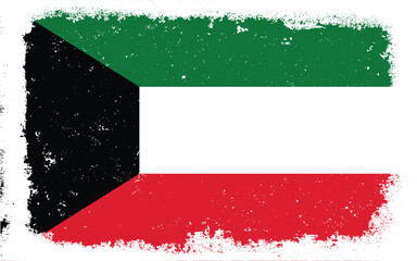 Vintage flat design grunge kuwait flag background