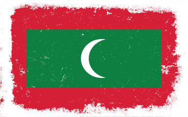 Vintage flat design grunge Maldives flag background