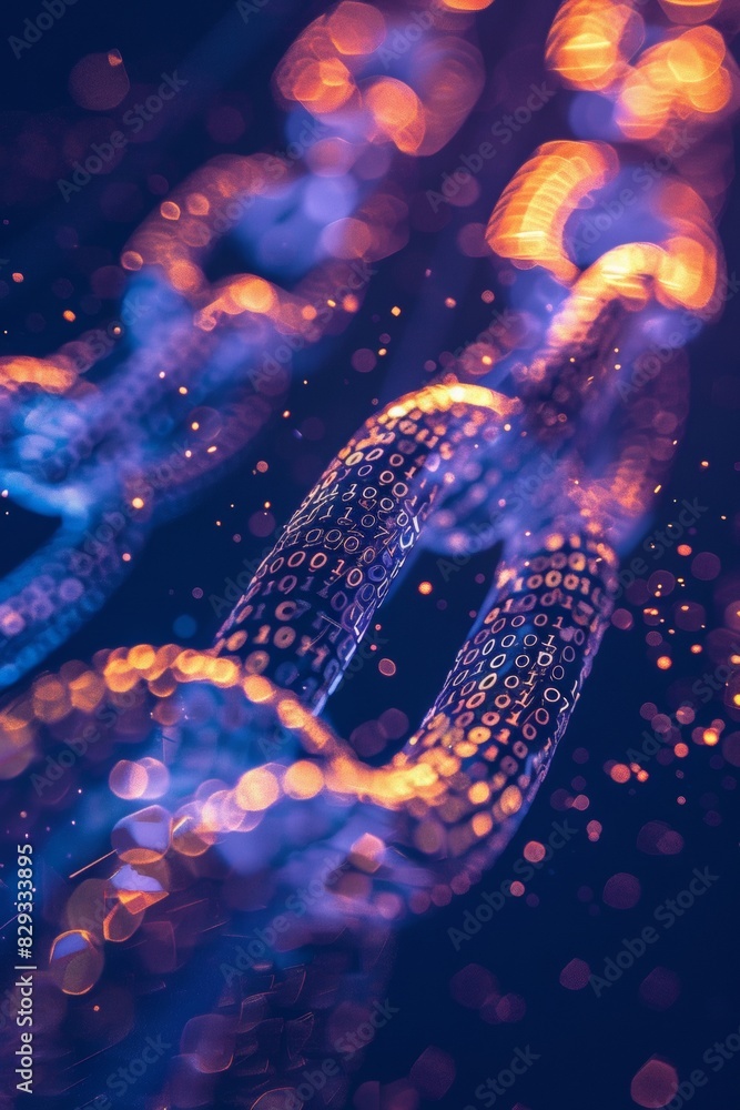 Leinwandbilder advanced cybersecurity visuals: close-up of encryption codes and blockchain technology in neon blues