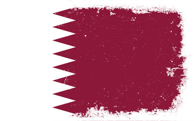 Vintage flat design grunge Qatar flag background