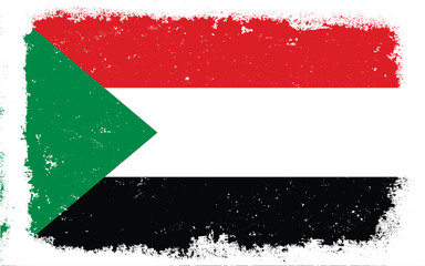 Vintage flat design grunge Sudan flag background
