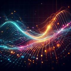 Obraz premium Abstract digital wave of particles. Futuristic point wave. Technology background illustration 