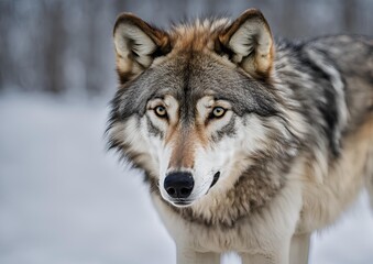 Portrait of a Grey Wolf (Canis lupus).