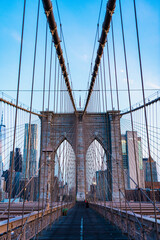 new york bridge connecting Manhattan and Brooklyn. brooklyn bridge of new york city. american architecture landmark. architecture of historic bridge in brooklyn. Brooklyn lifestyle