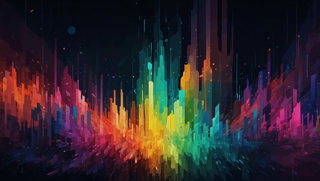 Abstract background with datamoshing and pixelization effects.