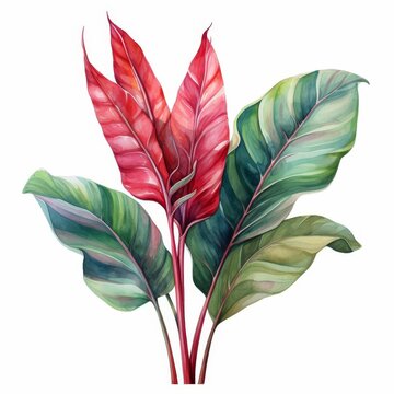 recommend clip art: Photo of Tropical Leaves is Heliconia Leaf, Watercolor Clipart style , Isolated on white background