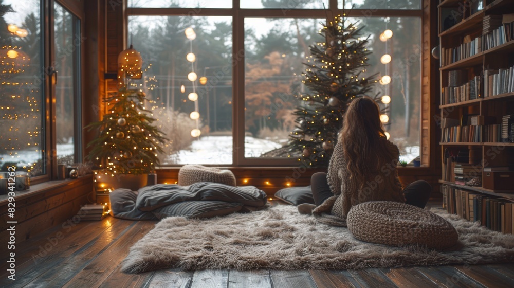 Poster create a cozy reading nook in your modern home with a minimalist christmas tree adorned with string 