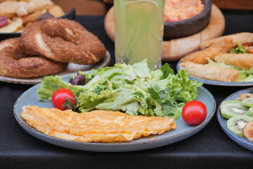 g Plain Egg Omelette served on a breakfast table 