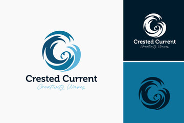 Letter C Crested Current: Creativity Waves Logo: A sleek design with a stylized "C" forming a wave, symbolizing creative flow. Ideal for creative agencies, design studios, or innovative brands.