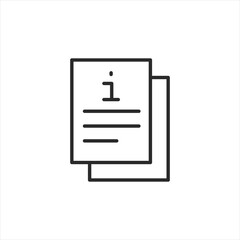 Instruction manual document icon. Simple illustration of a paper document with an information symbol, representing guidelines, how-to guides, or reference materials. Vector illustration