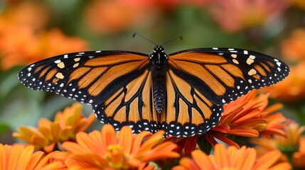 Naklejka premium Create a scene of families visiting a butterfly conservatory on Easter Sunday, with colorful butterflies fluttering among tropical flowers.