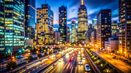 Fototapeta premium Urban Cityscape Blur: A soft-focus image of a bustling city skyline, providing a modern, sophisticated backdrop for urban-themed products. 