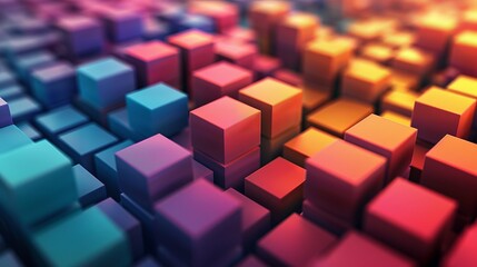A colorful image of many cubes in various colors - Powered by Adobe