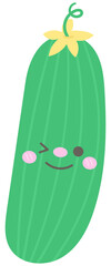 Kid hand drawn cute healthy food vegetables cucumber