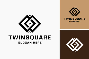 Abstract Twin Square Logo: A minimalist design with two interlocking squares, symbolizing unity and structure. Ideal for architectural firms, design studios, or tech companies.