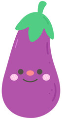 Kid hand drawn cute healthy food vegetables eggplant