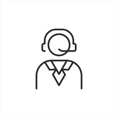 Customer support manager icon. Simple representation of a professional with a headset, symbolizing customer service, assistance. Ideal for business, communication-related designs. Vector illustration