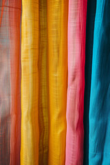 Closeup of minimalist clean background with colorful curtains 