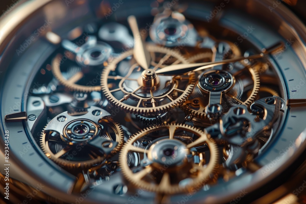 Poster close-up of an intricate mechanical watch movement