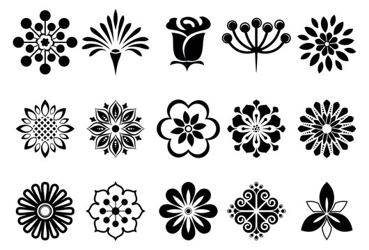 Flowers icon set. Flowers isolated on transparent background. Flowers in modern simple. Cute round flower plant nature collection. Vector illustrator