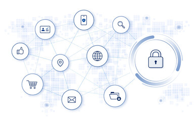 personal data protection and online security. edtiable stroke vector illustration